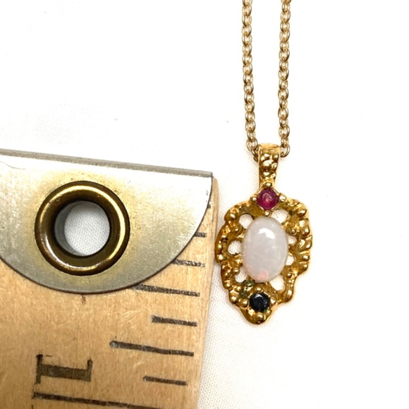necklace pendant vintage 14kt GF opal 14kt plated chain - Picture 3 of 10